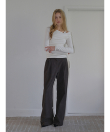 Double Belt Pintuck Pants, Charcoal