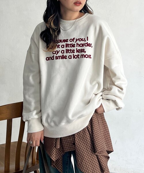 CPCM(シーピーシーエム)の「フロッキーロゴ裏起毛プルオーバー(Tシャツ/カットソー・レディース・アイボリー/ブラック/ブラウン・FREE)」の5枚目の写真
