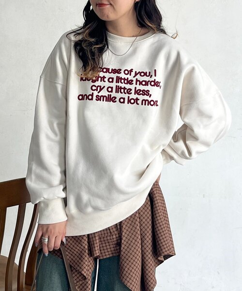 CPCM(シーピーシーエム)の「フロッキーロゴ裏起毛プルオーバー(Tシャツ/カットソー・レディース・アイボリー/ブラック/ブラウン・FREE)」の6枚目の写真
