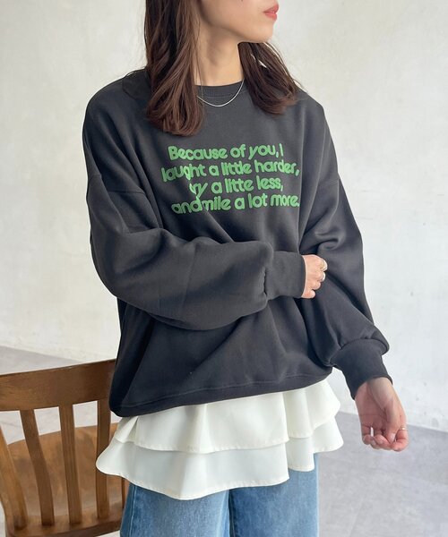 CPCM(シーピーシーエム)の「フロッキーロゴ裏起毛プルオーバー(Tシャツ/カットソー・レディース・アイボリー/ブラック/ブラウン・FREE)」の18枚目の写真