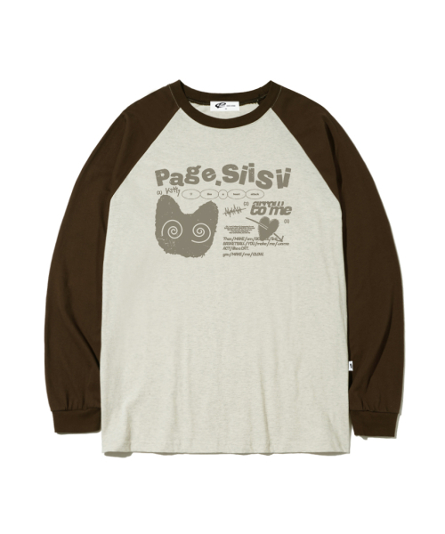 PAGESIISII(ページシシ)の「ハートアタックキャットプリントオーバーサイズロングスリーブブラウン(Tシャツ/カットソー・レディース・その他・MEDIUM/LARGE)」の1枚目の写真