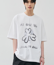 [ワンショットハンソルXケンシXアリス] サードアイクローバーハーフTシャツ [ホワイト]