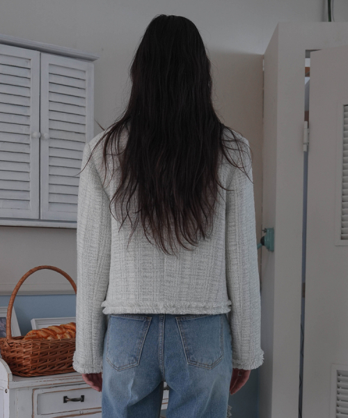 DEHEVE（デヘヴェ）の「Fringe Trimming Tweed Jacket [Mixed Ivory]（その他アウター・レディース・アイボリー・SMALL/MEDIUM）」の8枚目の写真