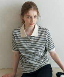 BUTTON STRIPE T-SHIRT_IVORY