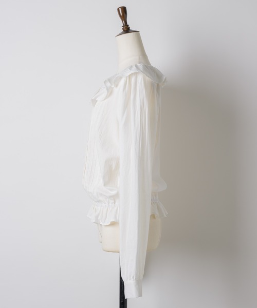 GIUNON（ジウノン）の「pintuck frill collar blouse  / ピンタックフリルカラーブラウス（シャツ/ブラウス・レディース・ブラック/ホワイト・FREE）」の14枚目の写真