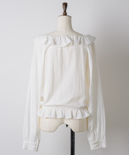 GIUNON（ジウノン）の「pintuck frill collar blouse  / ピンタックフリルカラーブラウス（シャツ/ブラウス・レディース・ブラック/ホワイト・FREE）」の15枚目の写真