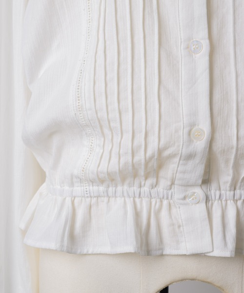 GIUNON（ジウノン）の「pintuck frill collar blouse  / ピンタックフリルカラーブラウス（シャツ/ブラウス・レディース・ブラック/ホワイト・FREE）」の19枚目の写真