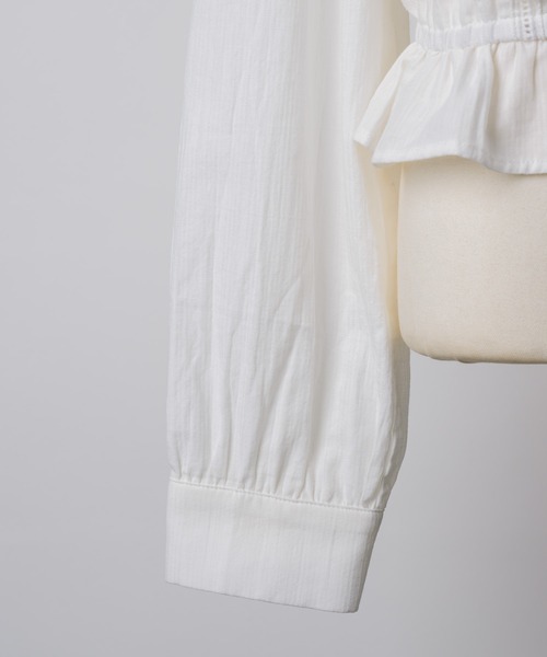 GIUNON（ジウノン）の「pintuck frill collar blouse  / ピンタックフリルカラーブラウス（シャツ/ブラウス・レディース・ブラック/ホワイト・FREE）」の8枚目の写真