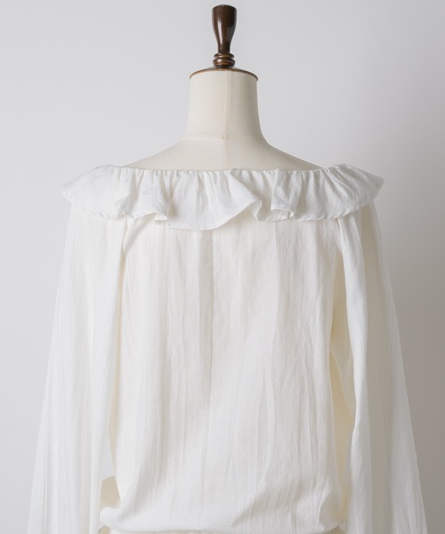 GIUNON（ジウノン）の「pintuck frill collar blouse  / ピンタックフリルカラーブラウス（シャツ/ブラウス・レディース・ブラック/ホワイト・FREE）」の9枚目の写真