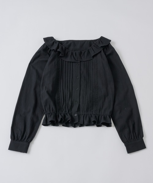 GIUNON（ジウノン）の「pintuck frill collar blouse  / ピンタックフリルカラーブラウス（シャツ/ブラウス・レディース・ブラック/ホワイト・FREE）」の13枚目の写真