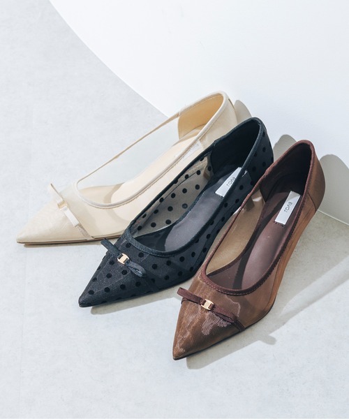 EVOL（イーボル）の「【柔らかい・クッション入り】ポインテッドリボンチュールパンプス CA23858（パンプス・レディース・ブラック/ブラウン/ベージュ・22.0cm/22.5cm/23.0cm/23.5cm/24.0cm/24.5cm/25.0cm）」の3枚目の写真