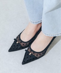 EVOL | 【柔らかい・クッション入り】ポインテッドリボンチュールパンプス CA23858(パンプス)