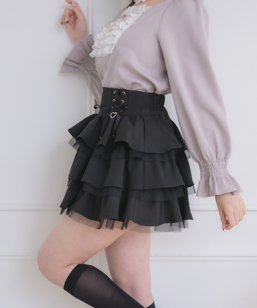 ROJITA（ロジータ）の「レースアップティアードミニスカパン（スカート・レディース・ピンク/その他/ブラック/その他1・FREE）」の8枚目の写真