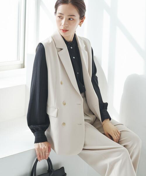 URBAN RESEARCH（アーバンリサーチ）の「『セットアップ対応』テーラードジレ（その他アウター・レディース・ネイビー/ベージュ/ブラック・FREE）」の2枚目の写真