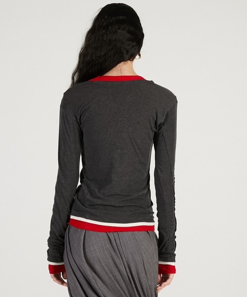 PRANK PROJECT(プランクプロジェクト)の「【2026Spring Pre-Order】ダブルネックレイヤードトップ / Double Neck Layered Top(その他トップス・レディース・グレー/ブラック/ブラウン・FREE)」の10枚目の写真