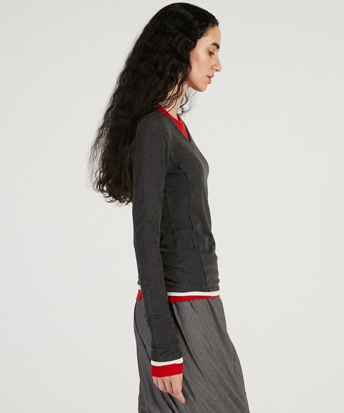 PRANK PROJECT(プランクプロジェクト)の「【2026Spring Pre-Order】ダブルネックレイヤードトップ / Double Neck Layered Top(その他トップス・レディース・グレー/ブラック/ブラウン・FREE)」の11枚目の写真