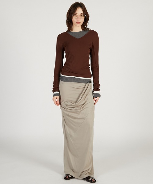 PRANK PROJECT(プランクプロジェクト)の「【2026Spring Pre-Order】ダブルネックレイヤードトップ / Double Neck Layered Top(その他トップス・レディース・グレー/ブラック/ブラウン・FREE)」の7枚目の写真