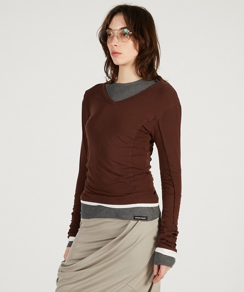 PRANK PROJECT(プランクプロジェクト)の「【2026Spring Pre-Order】ダブルネックレイヤードトップ / Double Neck Layered Top(その他トップス・レディース・グレー/ブラック/ブラウン・FREE)」の17枚目の写真