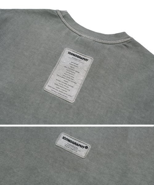 ICONOGRAPHY（アイコノグラフィー）の「PIGMENT LABEL TAGLINE DGR（Tシャツ/カットソー・レディース・グレー・MEDIUM/LARGE）」の3枚目の写真