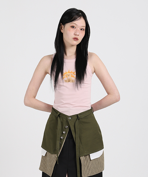 COTTONREBIRTHCLUB(コットンリバースクラブ)の「アートワークスリーブレスシャツ(ピンク)(Tシャツ/カットソー・レディース・その他・F)」の1枚目の写真