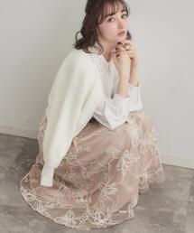 couture brooch | 【ハレの日・通勤】ラメ刺繍ブークレチュールスカート(スカート)