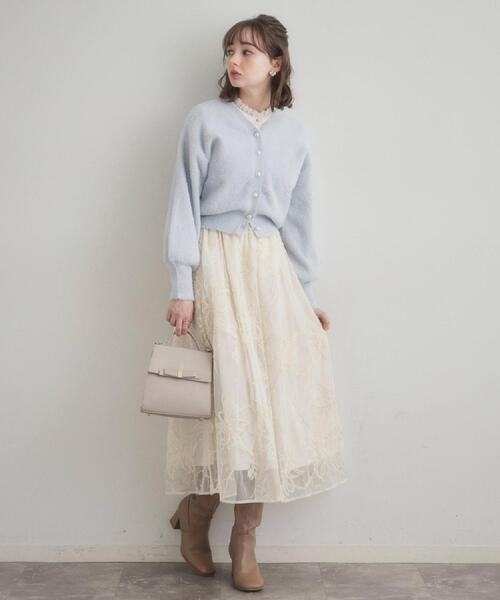 couture brooch（クチュールブローチ）の「【ハレの日・通勤】ラメ刺繍ブークレチュールスカート（スカート・レディース・ベージュ系その他2/ブラック系3/アイボリー系3・36/42/40/38）」の15枚目の写真