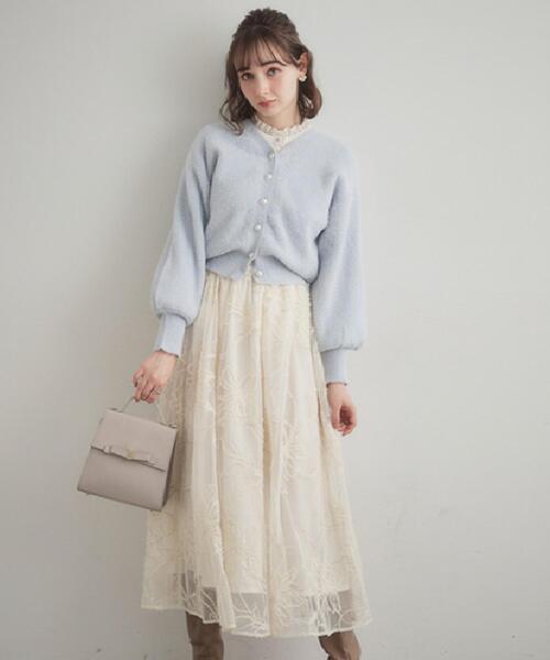 couture brooch（クチュールブローチ）の「【ハレの日・通勤】ラメ刺繍ブークレチュールスカート（スカート・レディース・ベージュ系その他2/ブラック系3/アイボリー系3・36/42/40/38）」の16枚目の写真