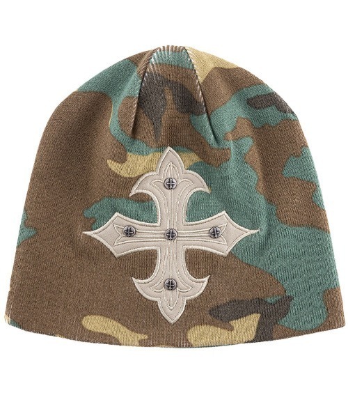 SUPPLIER Camouflage Beanieサプライヤービーニー A'GEM/9 × .kom 『SUPPLIER/サプライヤー』 Camouflage Cross Leather