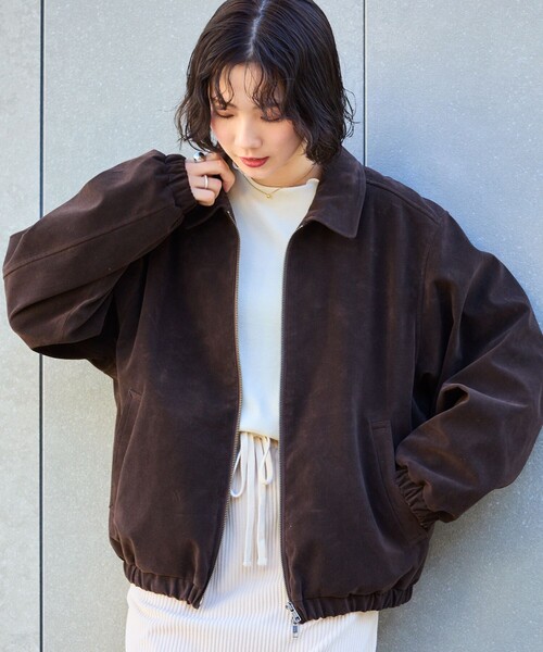 セール】限定展開 リラックスフィット ベロアレザレット ジップアップ