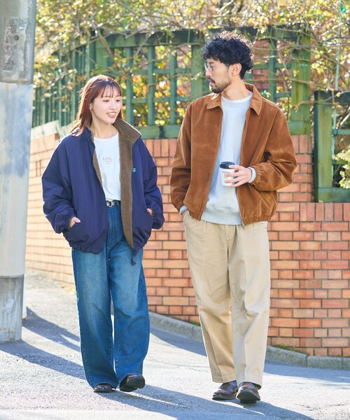 セール】限定展開 リラックスフィット ベロアレザレット ジップアップ