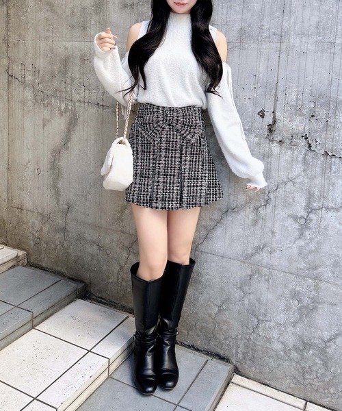 セール】フロントリボンツイードプリーツスカパン（スカート）｜INGNI