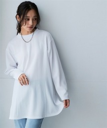 テクスチャーリブジャガードカットソーフレアチュニック(吸汗速乾・UVカット)<大きいサイズ有>