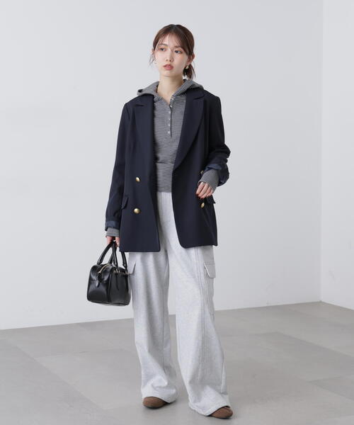 FREE'S MART（フリーズマート）の「◆スキッパーカットソーフーディー（Tシャツ/カットソー・レディース・グレー系その他/ホワイト/ネイビー・FREE）」の18枚目の写真