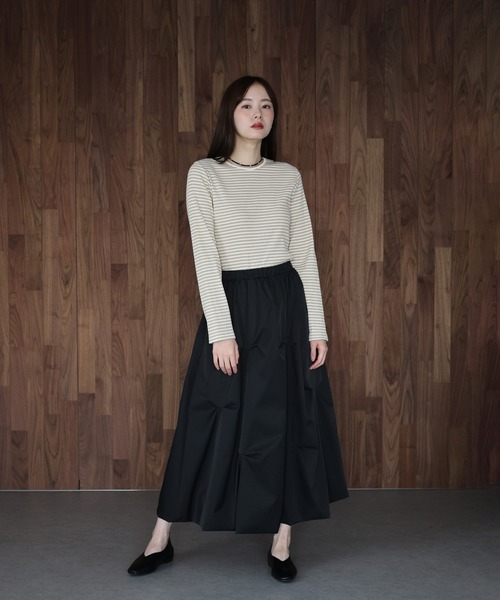 J by blue(ジェイバイブルー)の「リブボーダーTシャツ(Tシャツ/カットソー・レディース・ブラック/ベージュ/レッド・MEDIUM)」の10枚目の写真