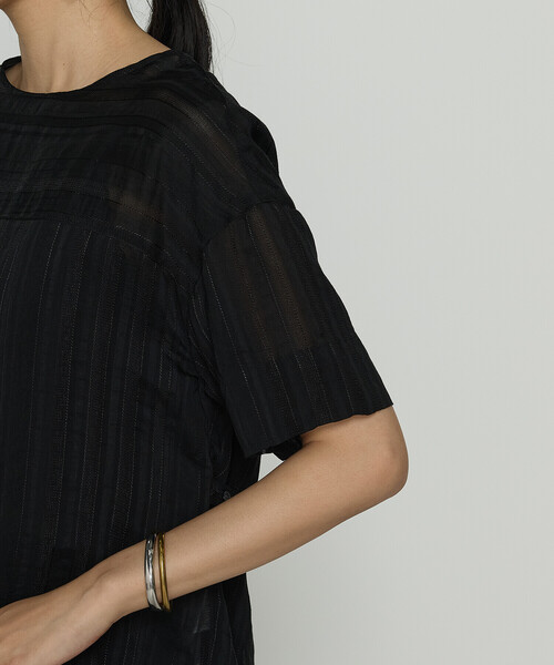 Gabardine K.T(ギャバジンケーティー)の「〔 +サイズ 〕 ジャカードボーダー ゆったりプルオーバー(Tシャツ/カットソー・レディース・ブラック・13号)」の11枚目の写真