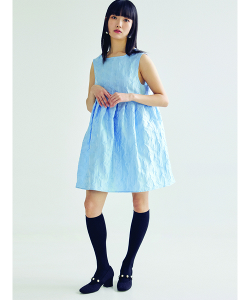 BOMNAL BOUTIQUE（ボムナルブティック）の「ジャカードミニドレス _ ブルー（ワンピース・レディース・その他・SMALL/MEDIUM）」の2枚目の写真