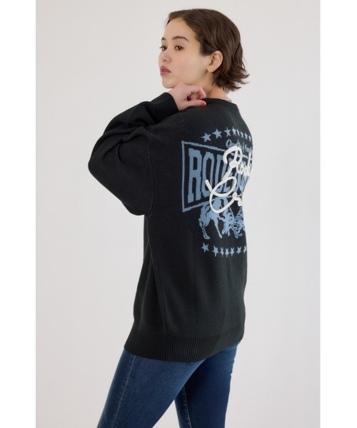 RODEO CROWNS WIDE BOWL(ロデオクラウンズワイドボウル)の「ロープロゴニットトップス(ニット/セーター・レディース・ブラック/グレー×ホワイト/オフホワイト/イエロー・FREE)」の15枚目の写真