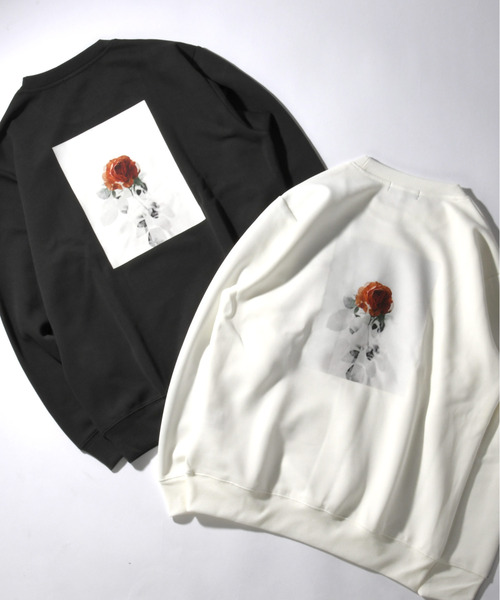 neos(ネオス)の「【neos】ルーズシルエット ローズ プリント ロゴ刺繍 スウェット トレーナー(スウェット・メンズ・ブラック系2/ホワイト系1/ホワイト系2/ブラック系1/ブラック系3/ネイビー系1・MEDIUM/LARGE/X-LARGE)」の11枚目の写真