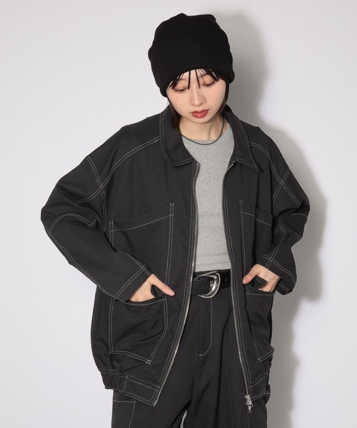 PAGEBOY(ページボーイ)の「ハイショクステッチカバーオール(ブルゾン・レディース・グリーン/ブラック・FREE)」の8枚目の写真