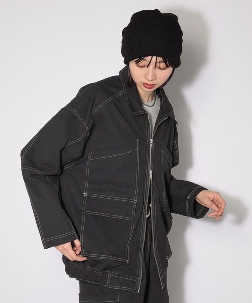 PAGEBOY(ページボーイ)の「ハイショクステッチカバーオール(ブルゾン・レディース・グリーン/ブラック・FREE)」の9枚目の写真