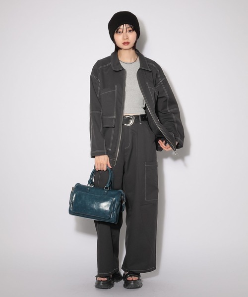 PAGEBOY(ページボーイ)の「ハイショクステッチカバーオール(ブルゾン・レディース・グリーン/ブラック・FREE)」の3枚目の写真