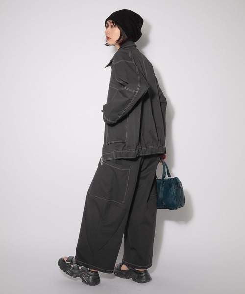 PAGEBOY(ページボーイ)の「ハイショクステッチカバーオール(ブルゾン・レディース・グリーン/ブラック・FREE)」の6枚目の写真