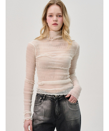 Sorry,Too Much Love（ソーリートゥーマッチラブ）の「シエンシャーリングシースルータートルネックトップ_アイボリー（Tシャツ/カットソー）」