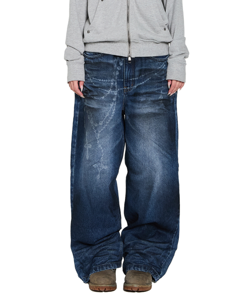 AAKAM(アーカム)の「Chain Graphic Denim Pants (Blue)(デニムパンツ・レディース・その他・1/2)」の1枚目の写真