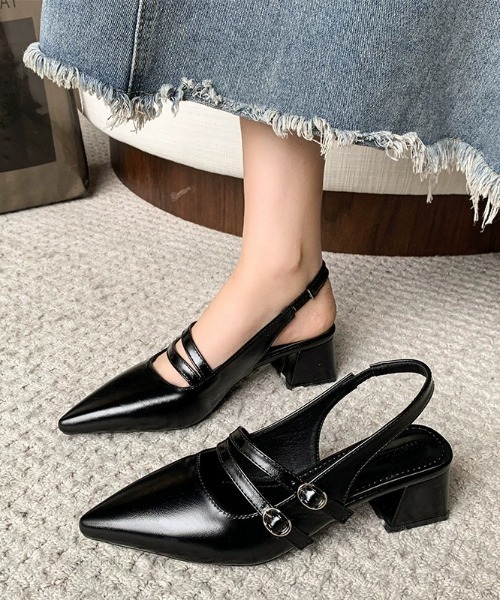 Teem Store(チームストア)の「ダブルベルトミュールパンプスポインテッドトゥ(パンプス・レディース・ホワイト/ブラック・M/L)」の14枚目の写真