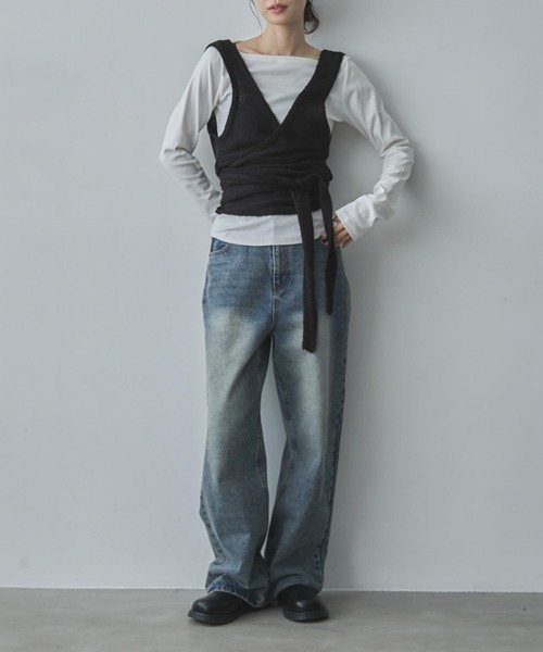 feepur（フェピュール）の「【ハンドウォッシャブル】カシュクールニットビスチェ（その他トップス・レディース・グレー/ブラック・MEDIUM）」の17枚目の写真