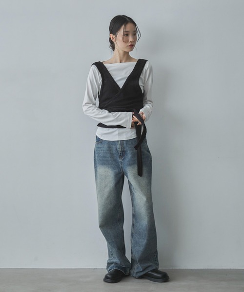 feepur（フェピュール）の「【ハンドウォッシャブル】カシュクールニットビスチェ（その他トップス・レディース・グレー/ブラック・MEDIUM）」の18枚目の写真