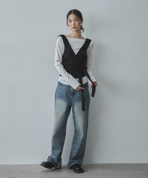 feepur（フェピュール）の「【ハンドウォッシャブル】カシュクールニットビスチェ（その他トップス・レディース・グレー/ブラック・MEDIUM）」の20枚目の写真