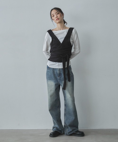 feepur（フェピュール）の「【ハンドウォッシャブル】カシュクールニットビスチェ（その他トップス・レディース・グレー/ブラック・MEDIUM）」の22枚目の写真