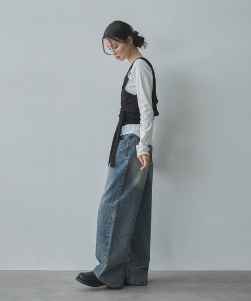 feepur（フェピュール）の「【ハンドウォッシャブル】カシュクールニットビスチェ（その他トップス・レディース・グレー/ブラック・MEDIUM）」の19枚目の写真